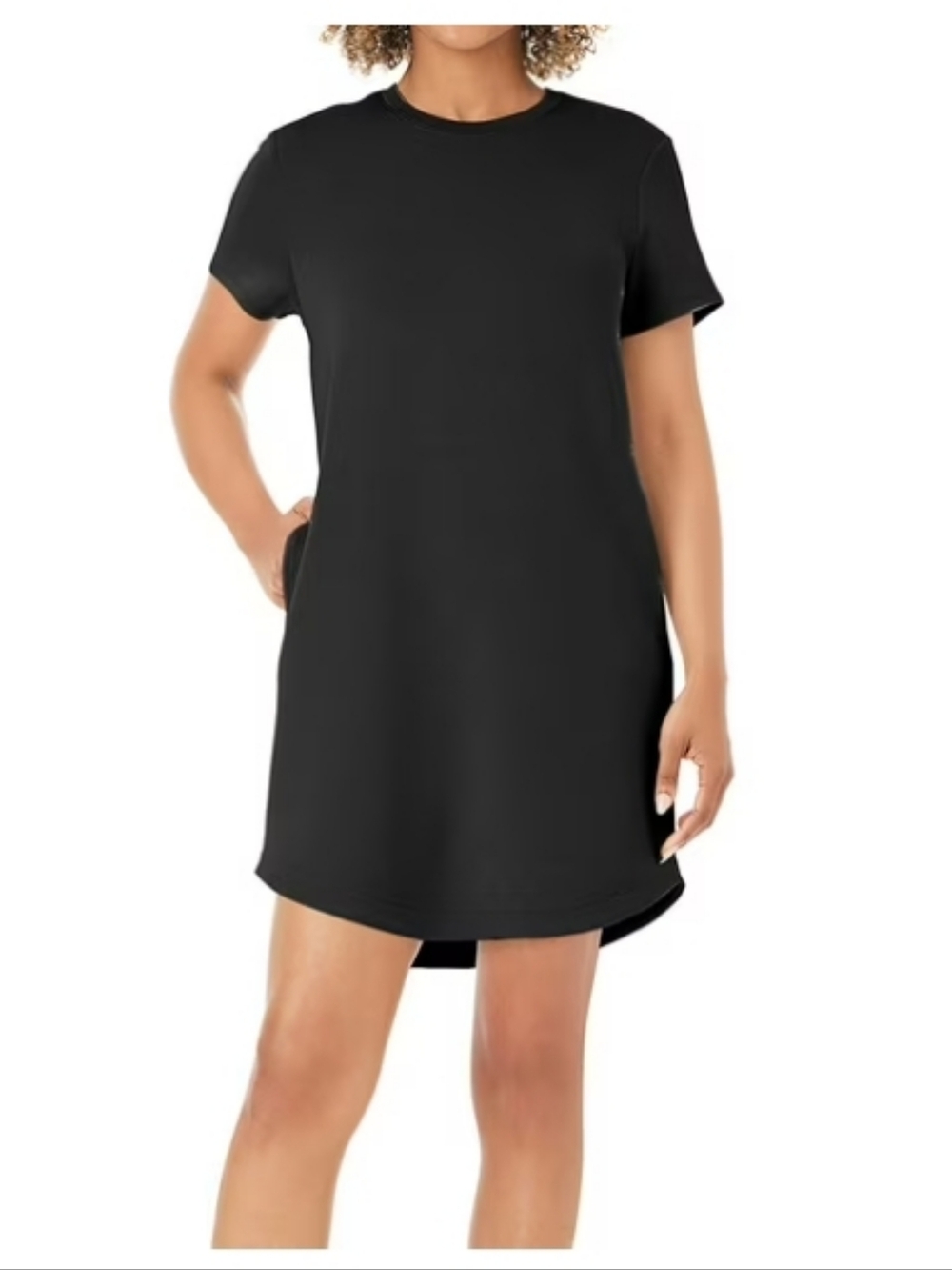 S SIZE Classic Short-Sleeve Mini Dress in Washed Black